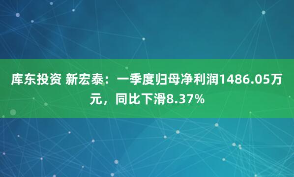库东投资 新宏泰：一季度归母净利润1486.05万元，同比下滑8.37%