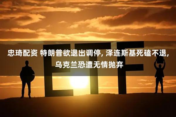 忠琦配资 特朗普欲退出调停, 泽连斯基死磕不退, 乌克兰恐遭无情抛弃