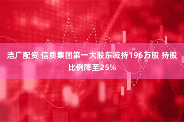 浩广配资 信质集团第一大股东减持196万股 持股比例降至25%